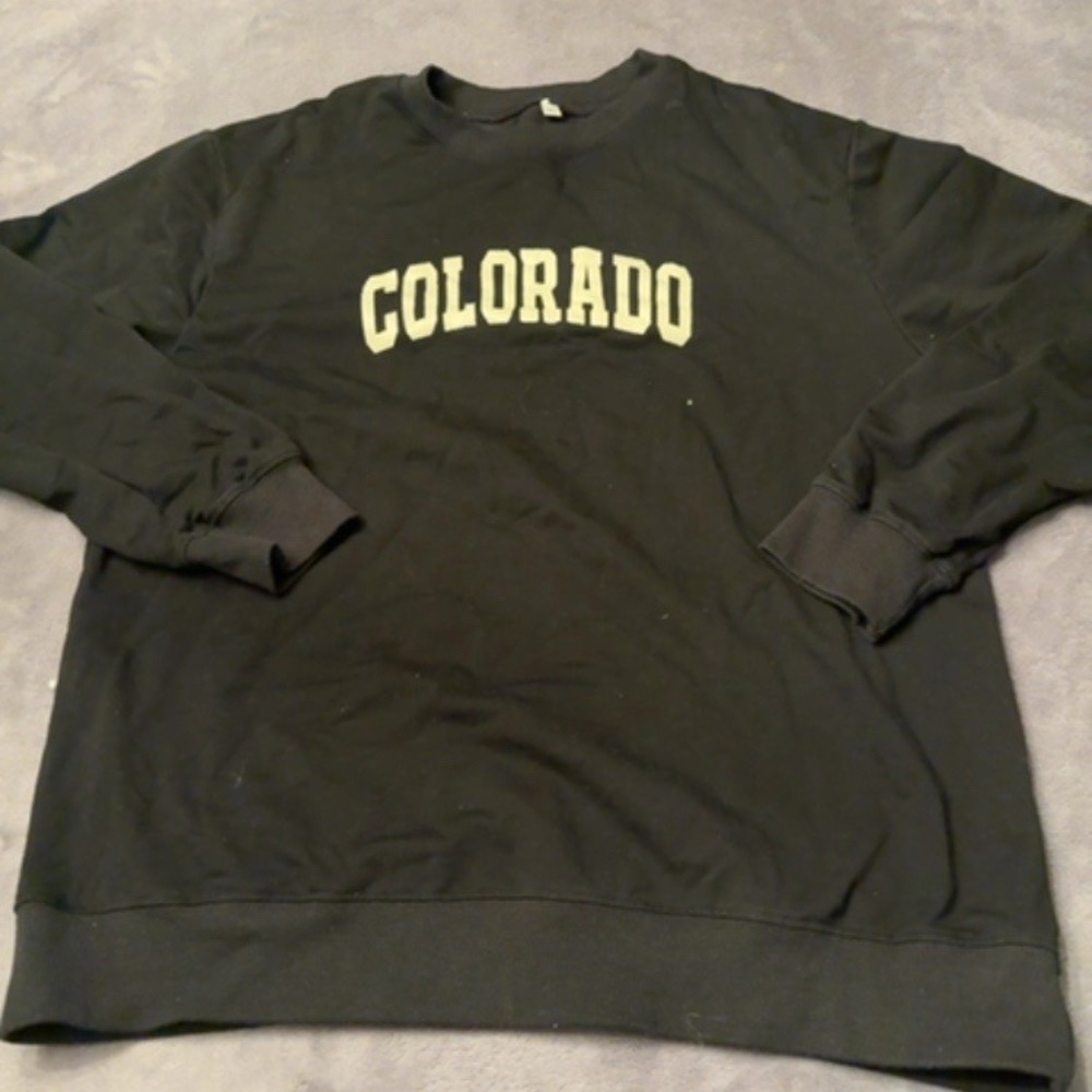 Unbranded Sweatshirt Women XL Black Colorado Graphic Pullover Casual